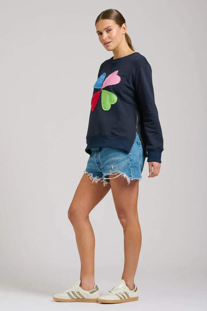 EST 1971 Zipside Classic Cotton Sweatshirt - French Navy Hearts windcheeter Est 1971