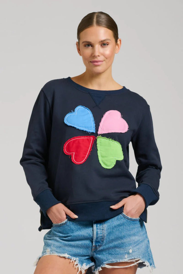 EST 1971 Zipside Classic Cotton Sweatshirt - French Navy Hearts windcheeter Est 1971