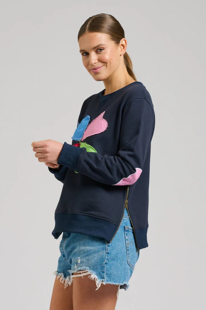 EST 1971 Zipside Classic Cotton Sweatshirt - French Navy Hearts windcheeter Est 1971