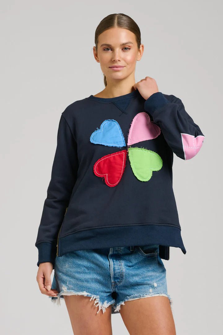 EST 1971 Zipside Classic Cotton Sweatshirt - French Navy Hearts windcheeter Est 1971