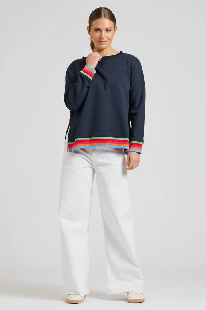 EST 1971 Zipside Classic Cotton Sweatshirt - French Navy Rainbow windcheeter Est 1971
