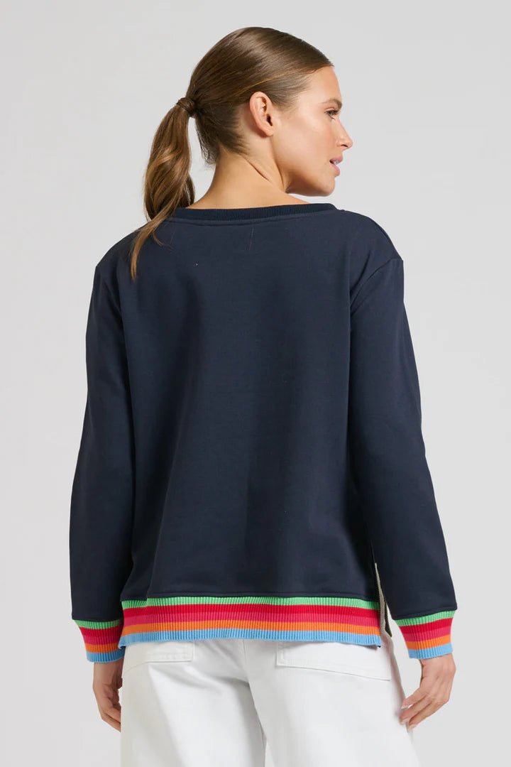 EST 1971 Zipside Classic Cotton Sweatshirt - French Navy Rainbow windcheeter Est 1971