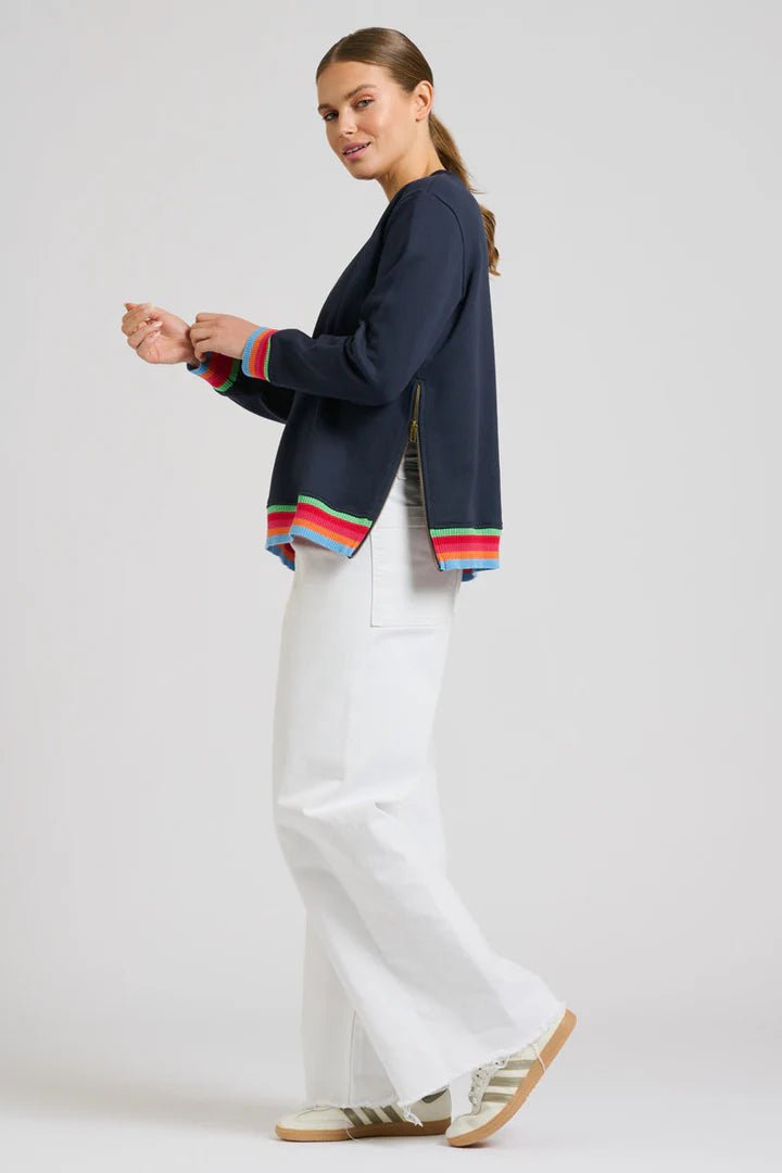 EST 1971 Zipside Classic Cotton Sweatshirt - French Navy Rainbow windcheeter Est 1971