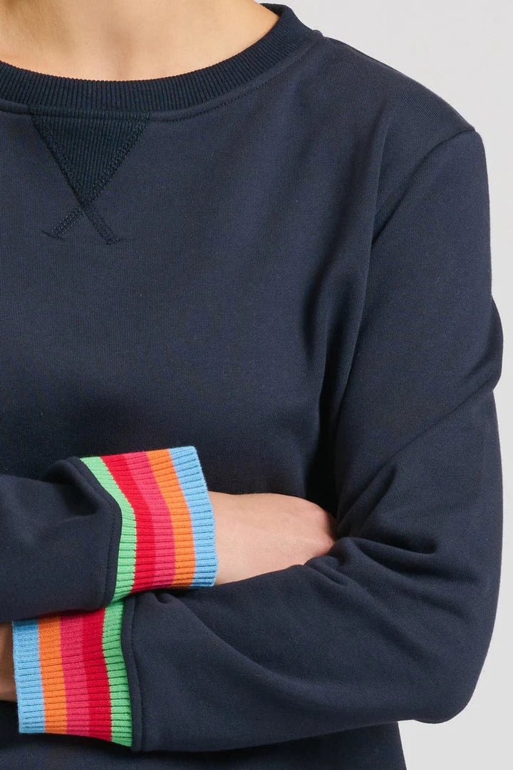 EST 1971 Zipside Classic Cotton Sweatshirt - French Navy Rainbow windcheeter Est 1971
