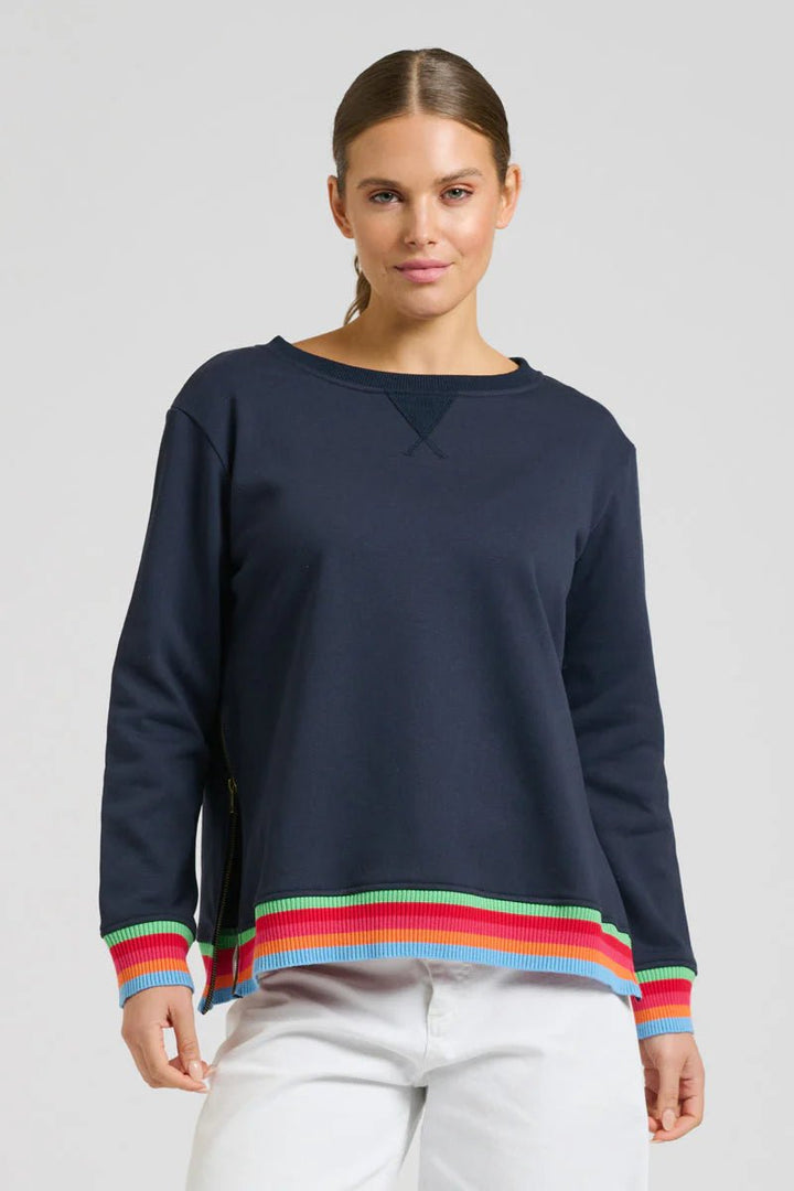 EST 1971 Zipside Classic Cotton Sweatshirt - French Navy Rainbow windcheeter Est 1971