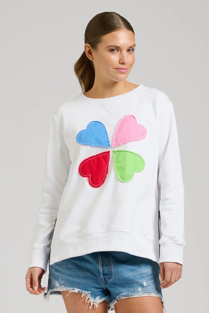EST 1971 Zipside Classic Cotton Sweatshirt - White Hearts windcheeter Est 1971