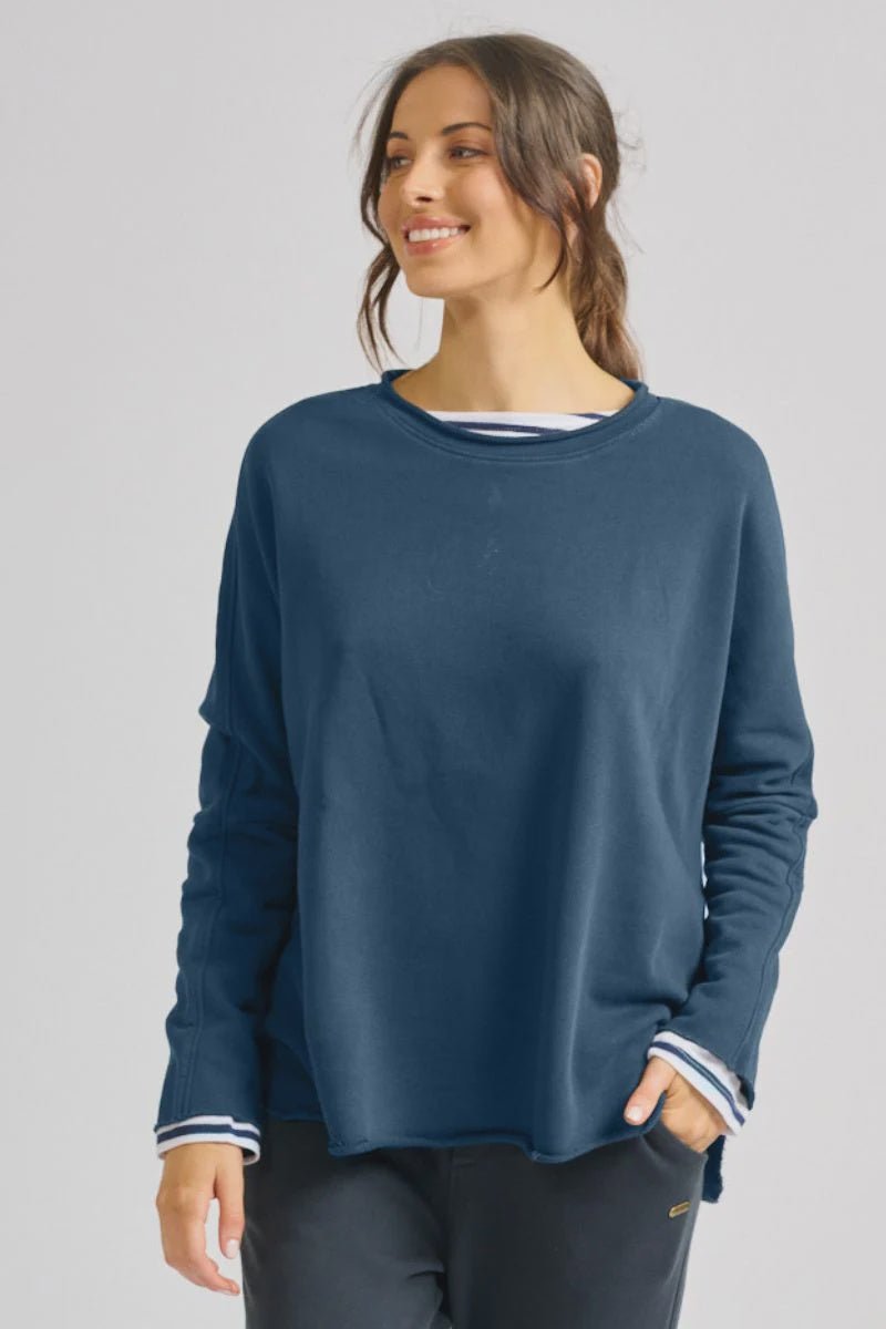 EST1971 -Raw Long Sleeve Sweatshirt - Navy Windcheaters Est 1971
