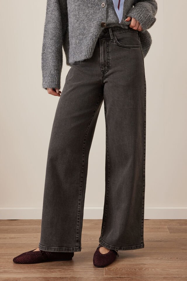 Evie Wide Leg Jean - Washed Black Jean Ceres Life Washed Black 8
