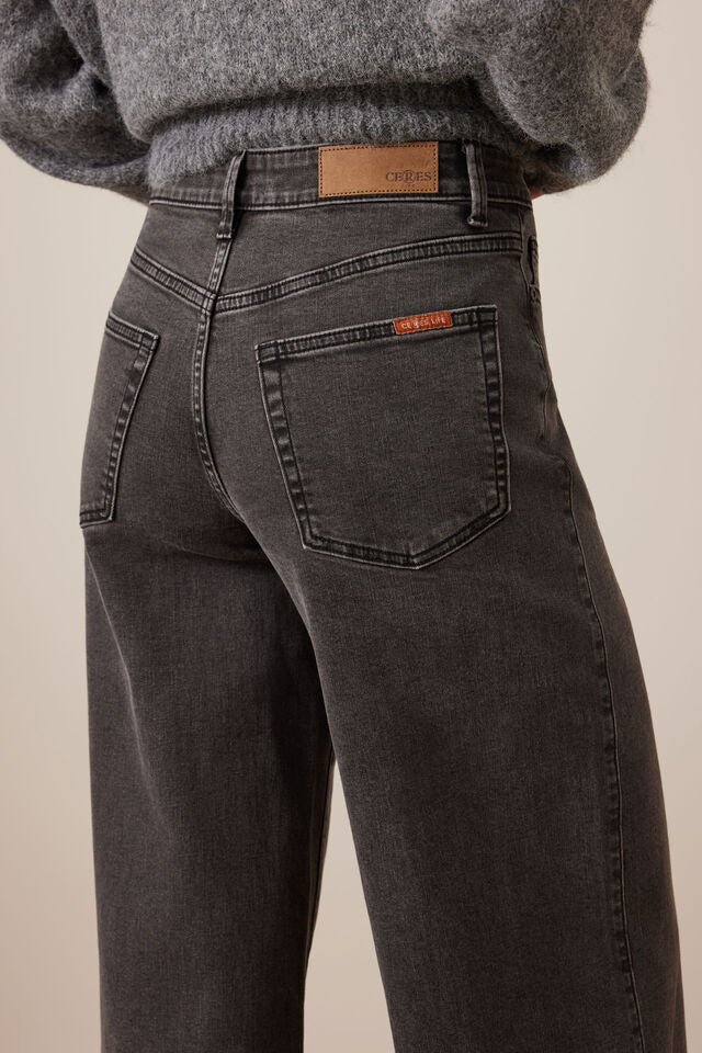 Evie Wide Leg Jean - Washed Black Jean Ceres Life
