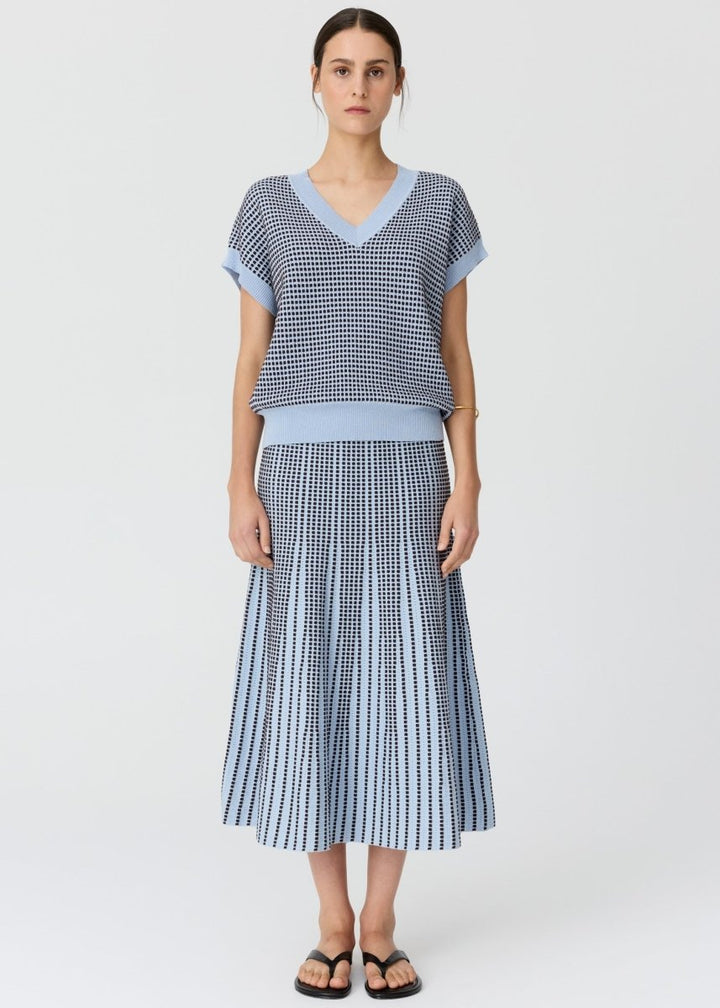 Evlyn Knit Top - Blue / Choc t-shirt POL