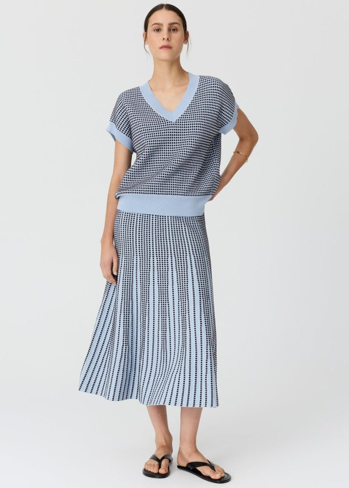 Evlyn Knit Top - Blue / Choc t-shirt POL