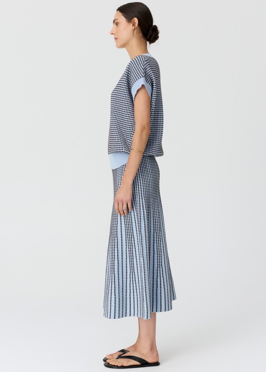 Evlyn Knit Top - Blue / Choc t-shirt POL
