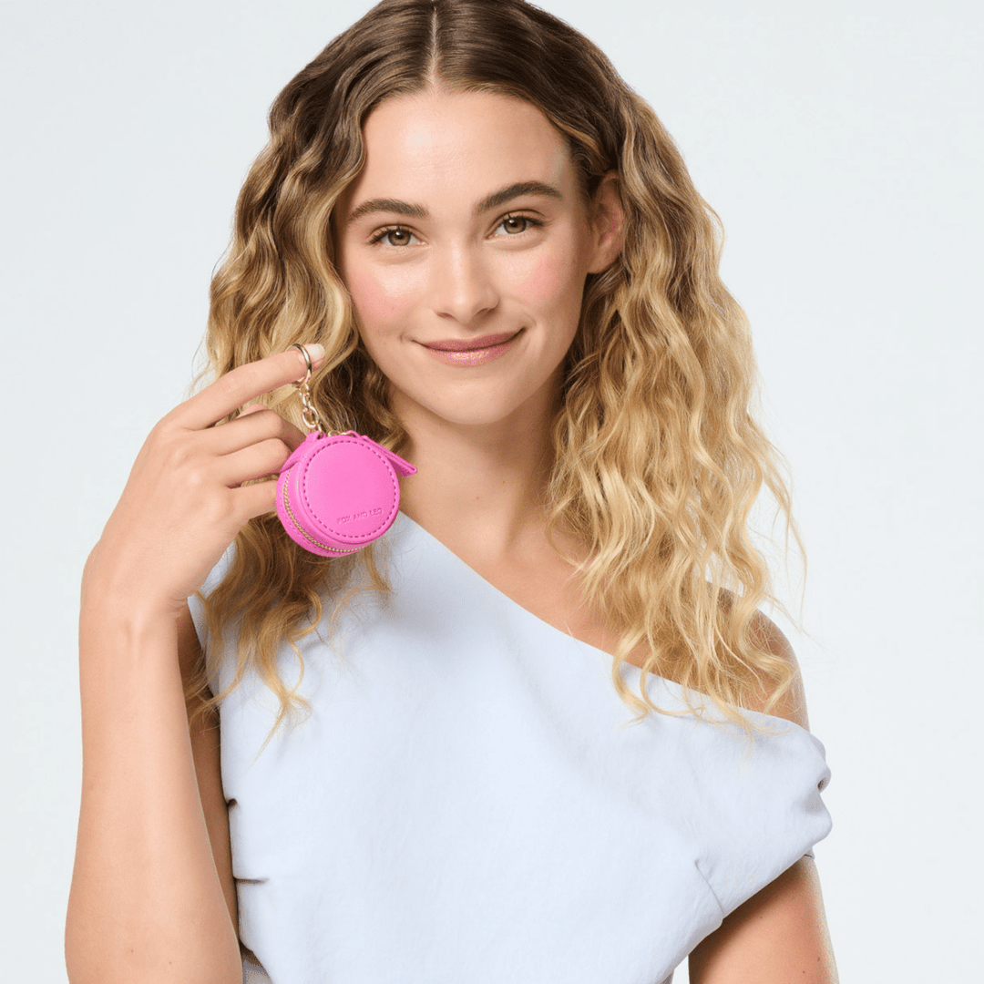 Eye Catcher charm with microfibre cleaning cloth - Hot Pink Fox and Leo