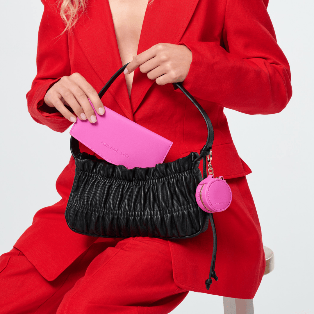 Eye Catcher charm with microfibre cleaning cloth - Hot Pink Fox and Leo