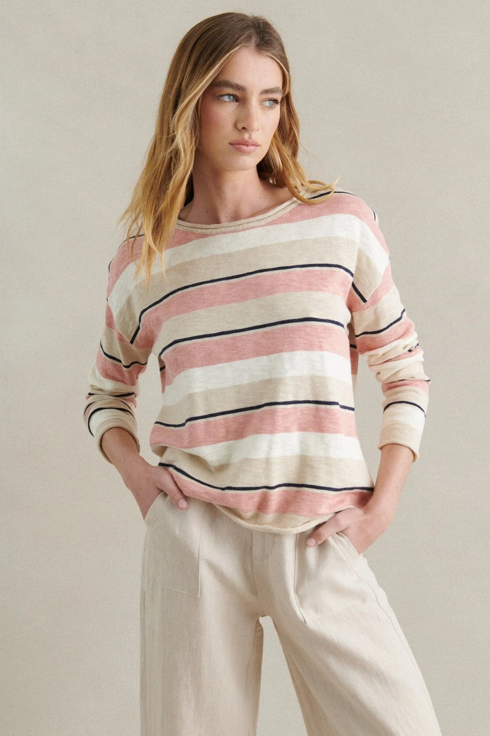 Ezra Top Peach Long sleeve tee Little Lies