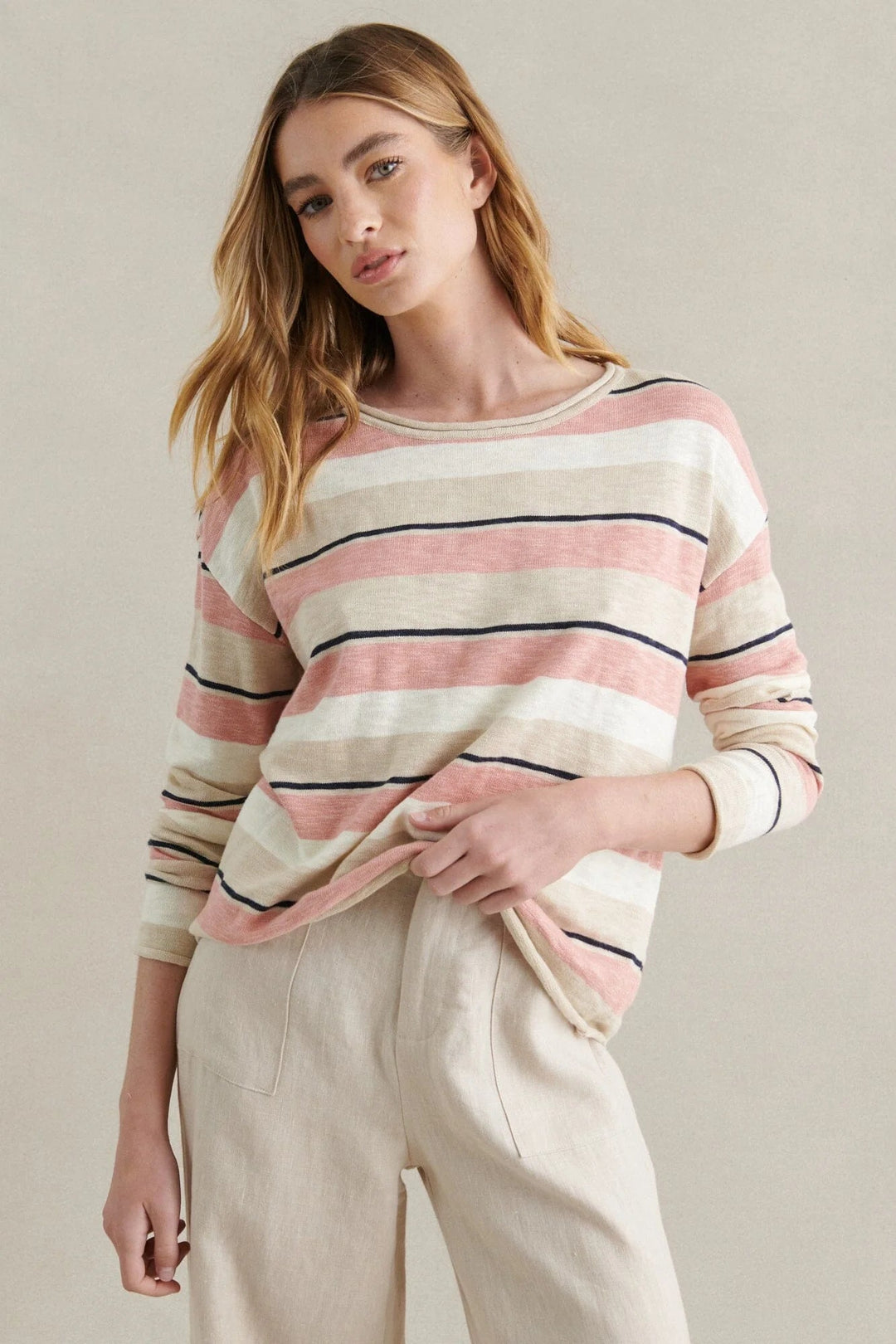 Ezra Top Peach Long sleeve tee Little Lies