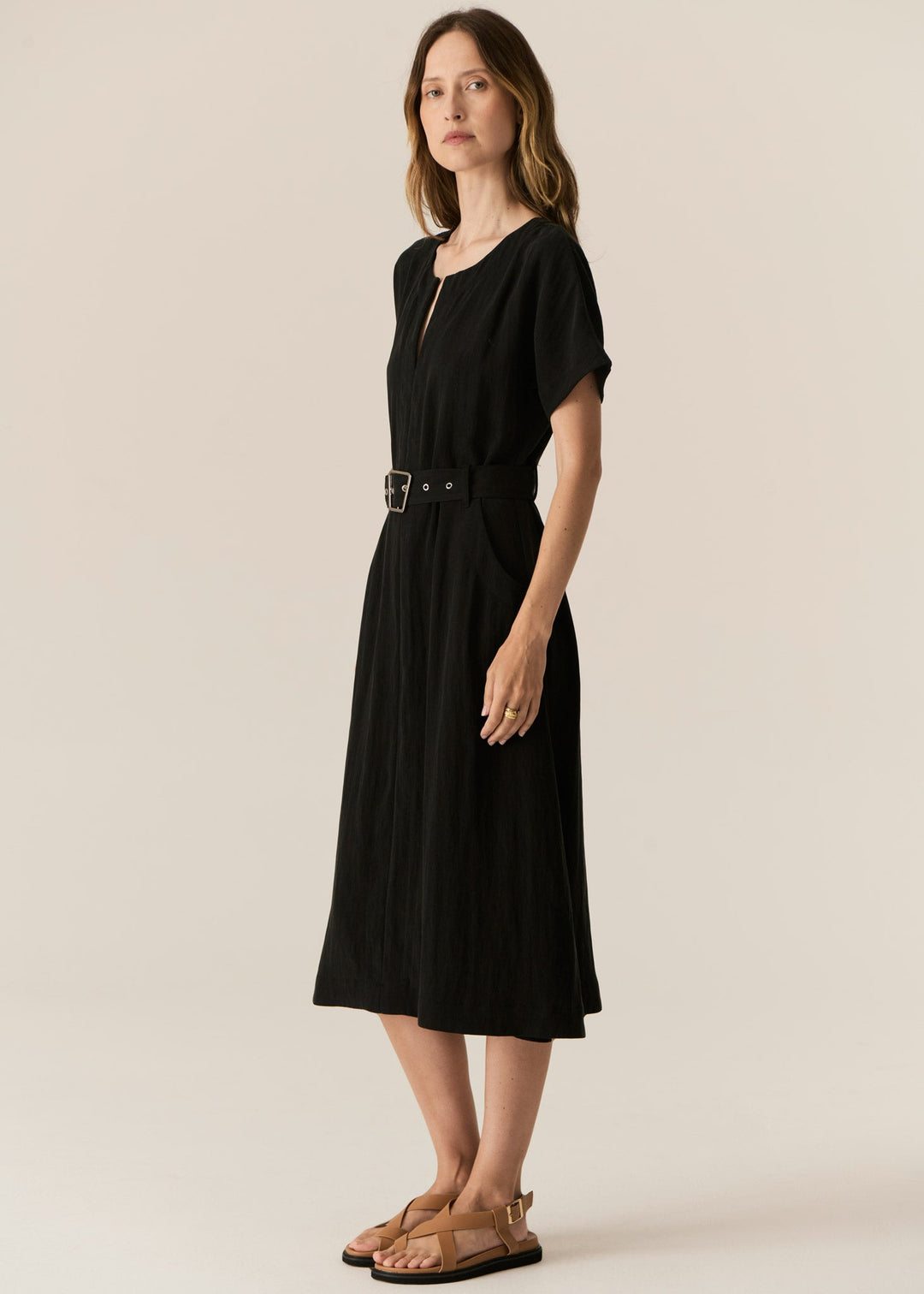 Faire Belted Dress - Black Dress POL