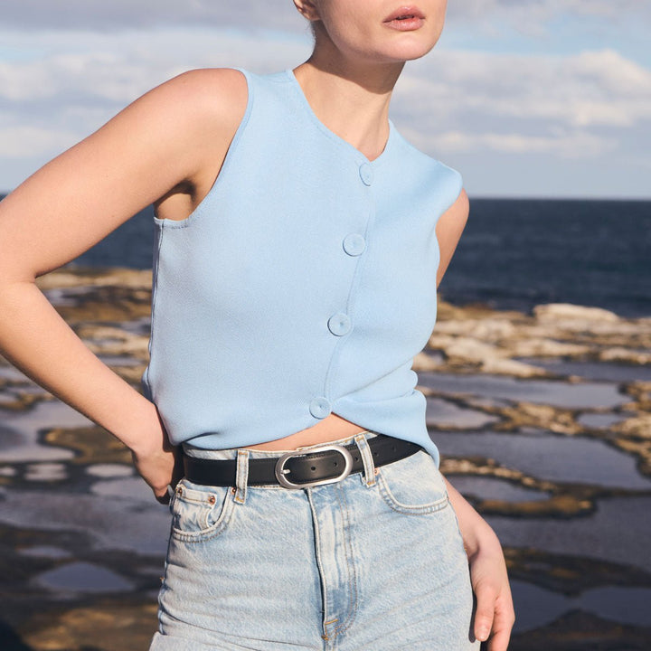 Final Loop Belt - Black Nappa/Silver - Stanleyandstone