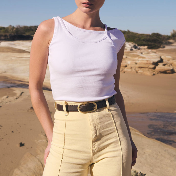 Final Loop Belt - Choc Nappa/Gold - Stanleyandstone