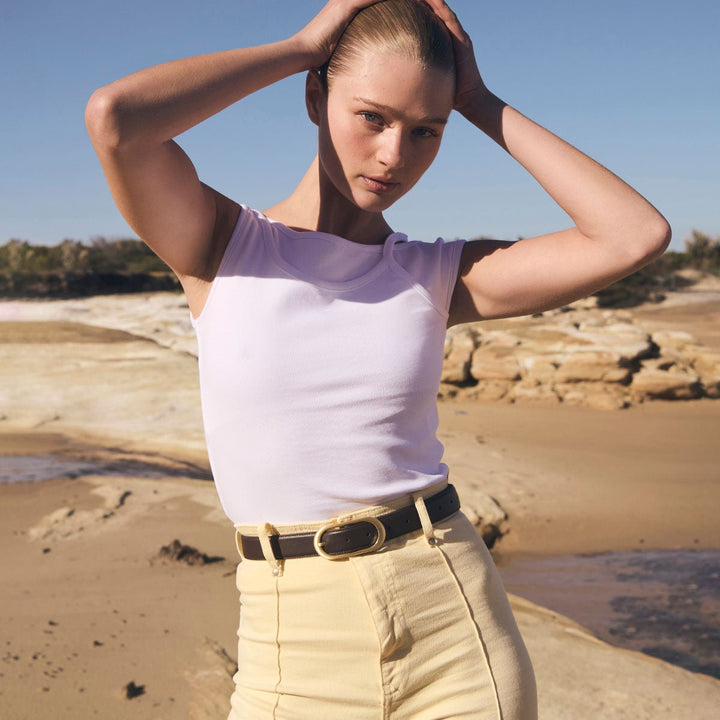 Final Loop Belt - Choc Nappa/Gold - Stanleyandstone