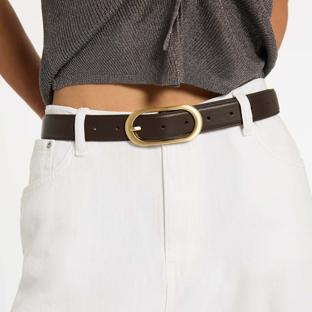 Final Loop Belt - Choc Nappa/Gold - Stanleyandstone