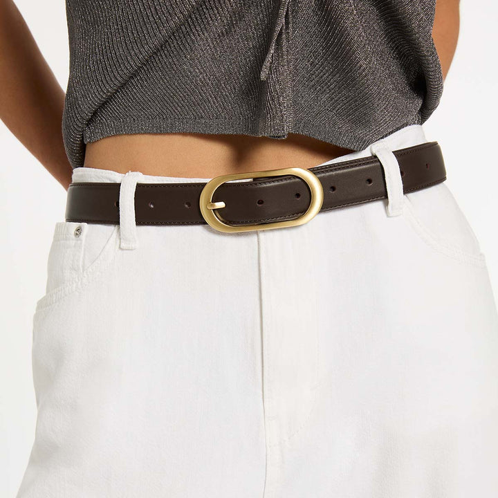 Final Loop Belt - Choc Nappa/Gold - Stanleyandstone