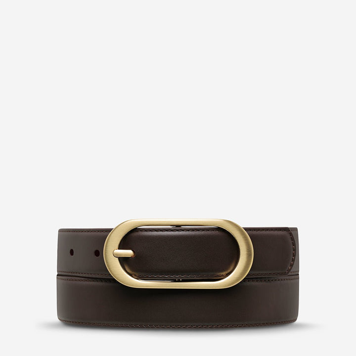 Final Loop Belt - Choc Nappa/Gold - Stanleyandstone