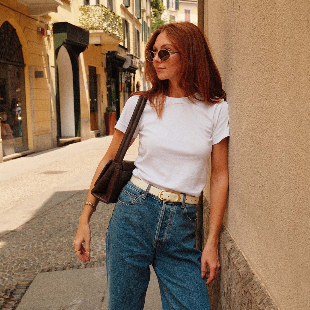 Final Loop Belt - Ivory Nappa/Gold - Stanleyandstone