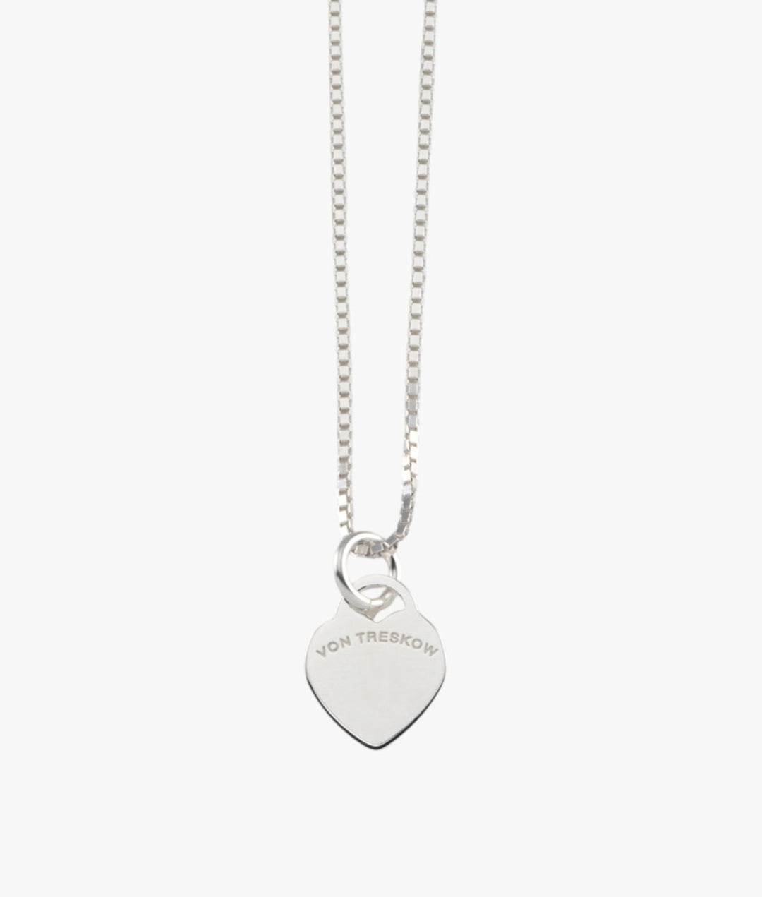 Fine box chain necklace with VT flat heart Von Treskow
