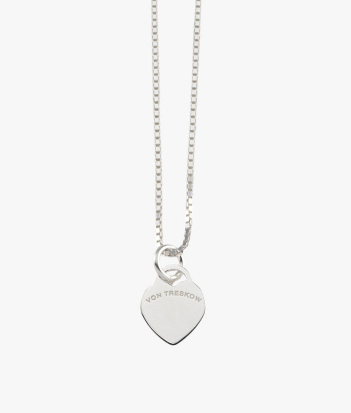 Fine box chain necklace with VT flat heart Von Treskow