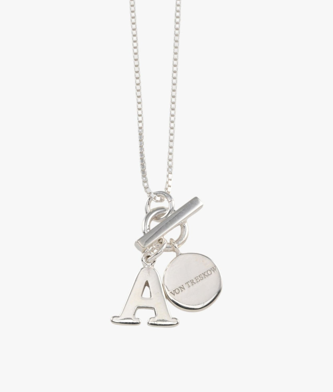 Fine Box Chain Sterling Silver Necklace with Toggle & Initial Necklace Von Treskow