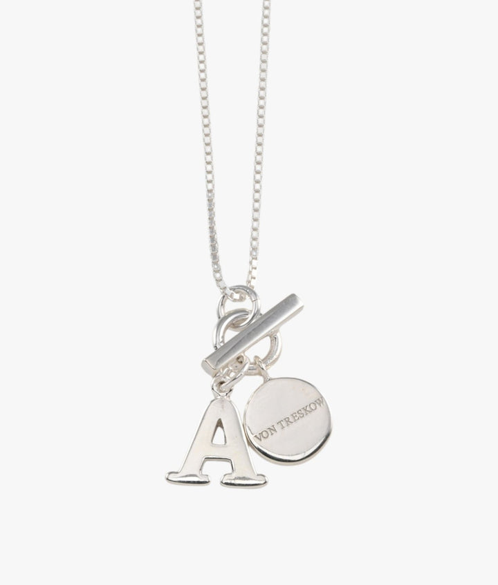 Fine Box Chain Sterling Silver Necklace with Toggle &amp; Initial Necklace Von Treskow