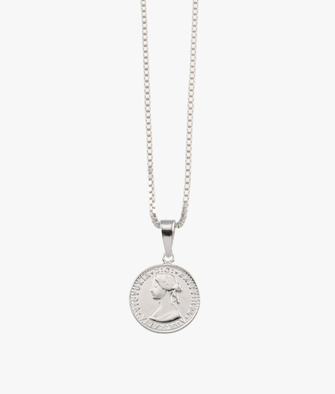 Fine box Sterling Silver chain necklace with mini coin Necklace Von Treskow