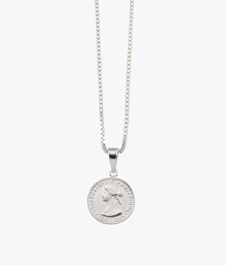 Fine box Sterling Silver chain necklace with mini coin Necklace Von Treskow