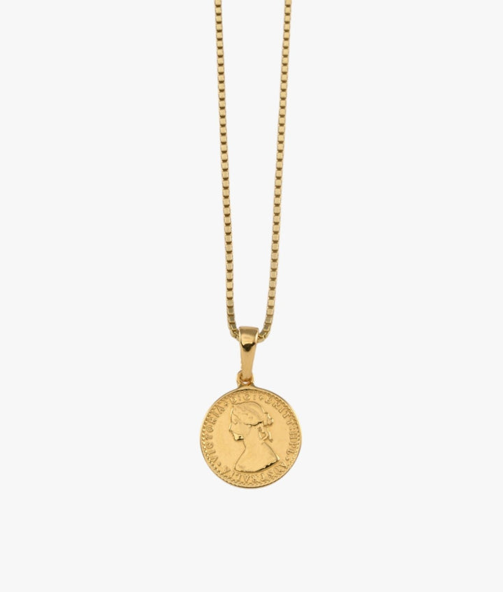 Fine box Yellow Gold chain necklace with mini coin Necklace Von Treskow