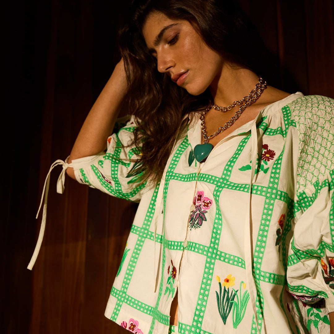 Florina Blouse - Porcelain Blouse Sage &amp; Clare