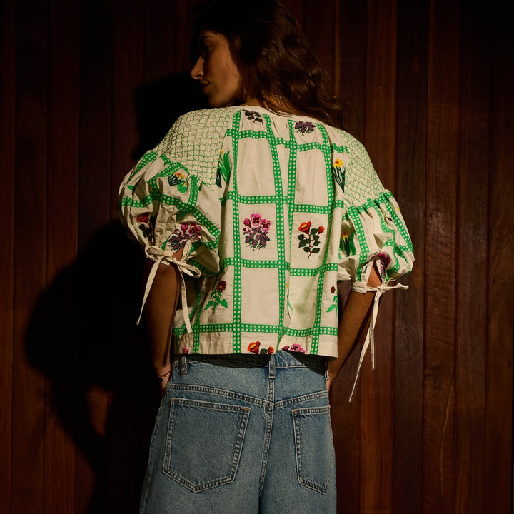 Florina Blouse - Porcelain Blouse Sage &amp; Clare