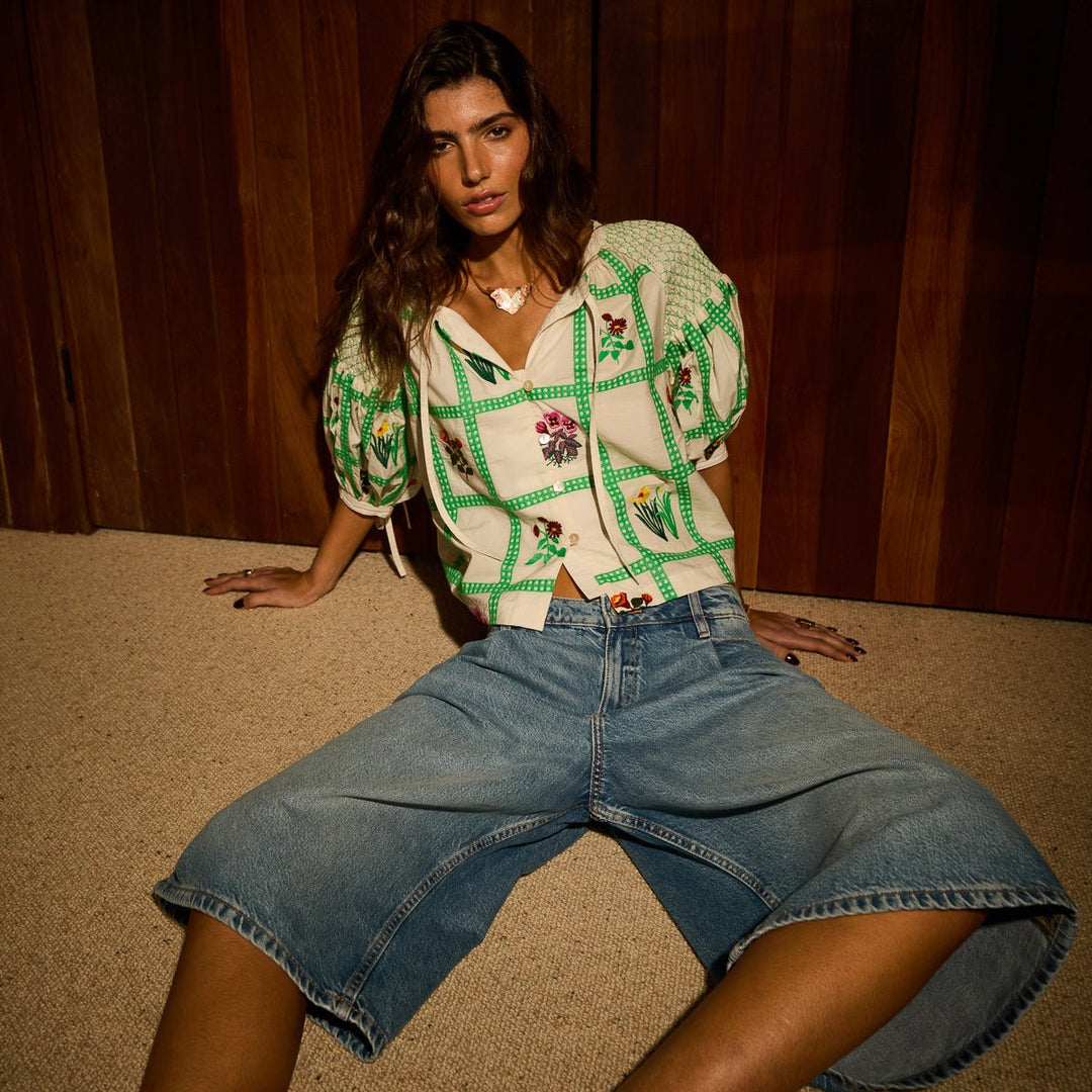 Florina Blouse - Porcelain Blouse Sage &amp; Clare