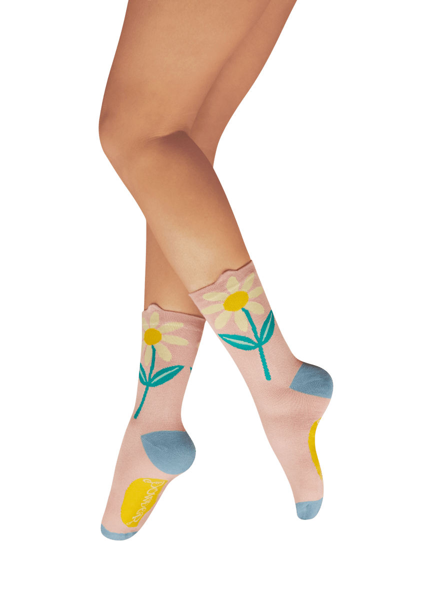 Flower Top Ankle Socks - Daisy Petal powder