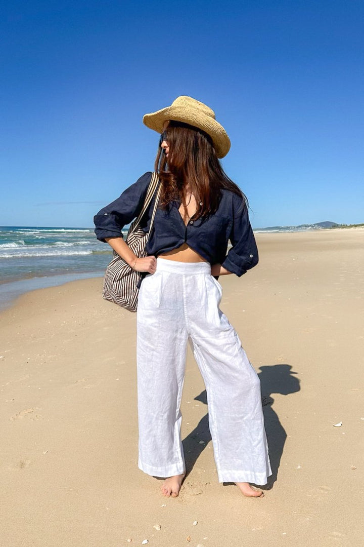 Forever Navy Boyfriend Linen Shirt Hut