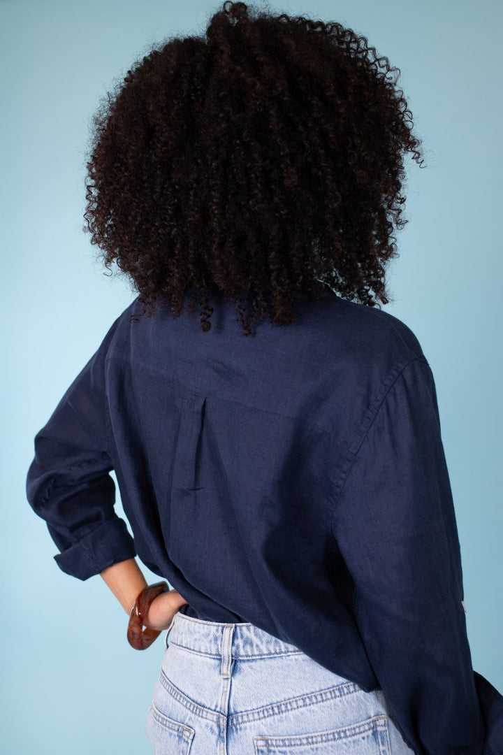 Forever Navy Boyfriend Linen Shirt Hut