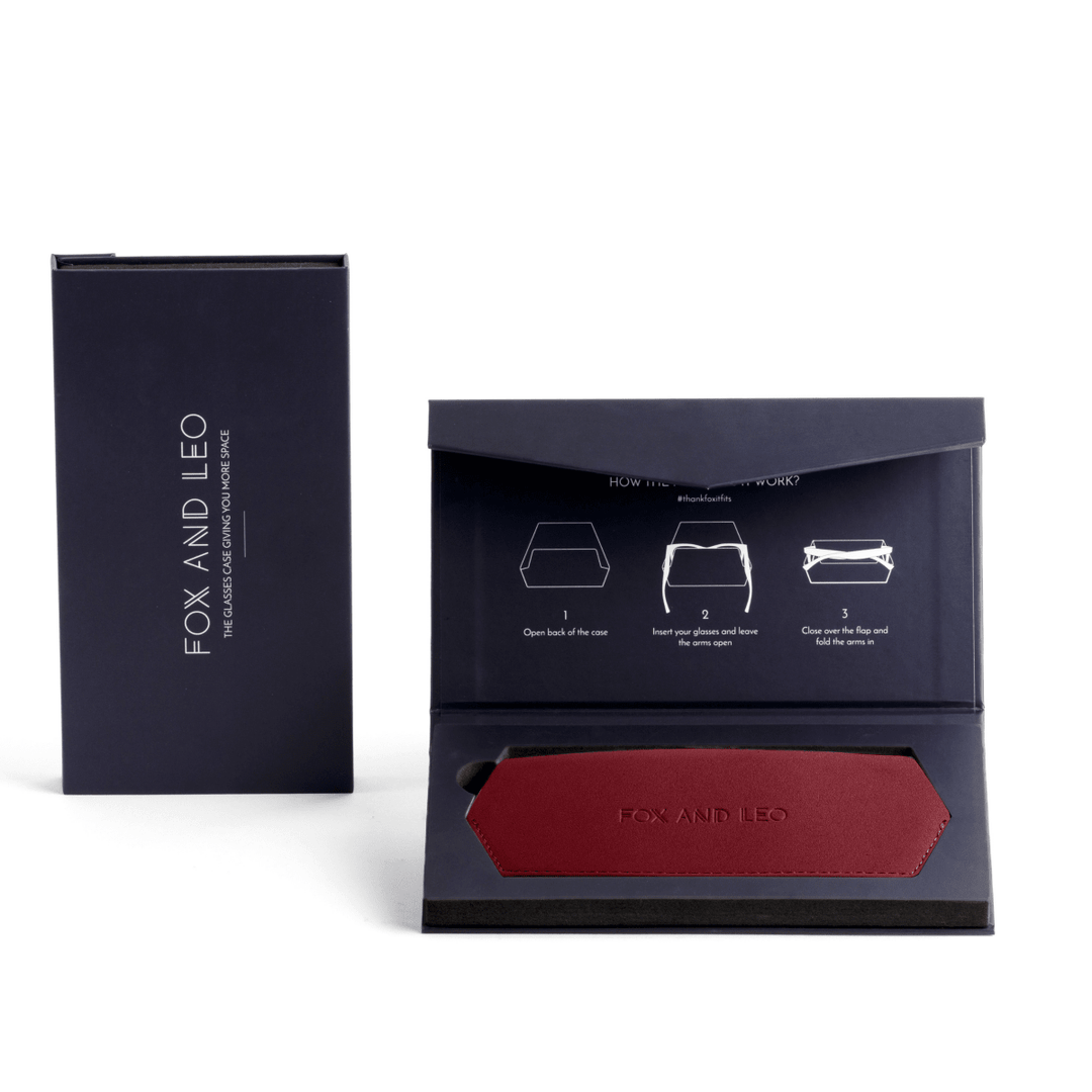 Fox and Leo glasses case - Burgundy Fox and Leo