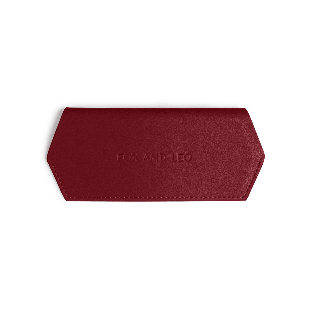 Fox and Leo glasses case - Burgundy Fox and Leo