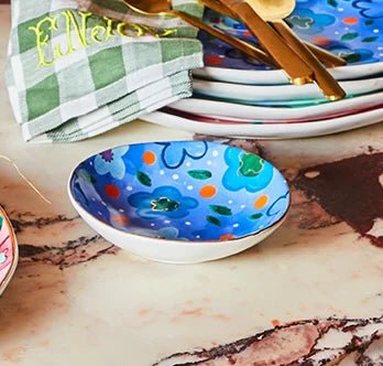 Foxy Flower Blue Trinket Bowl Carla Dinnage