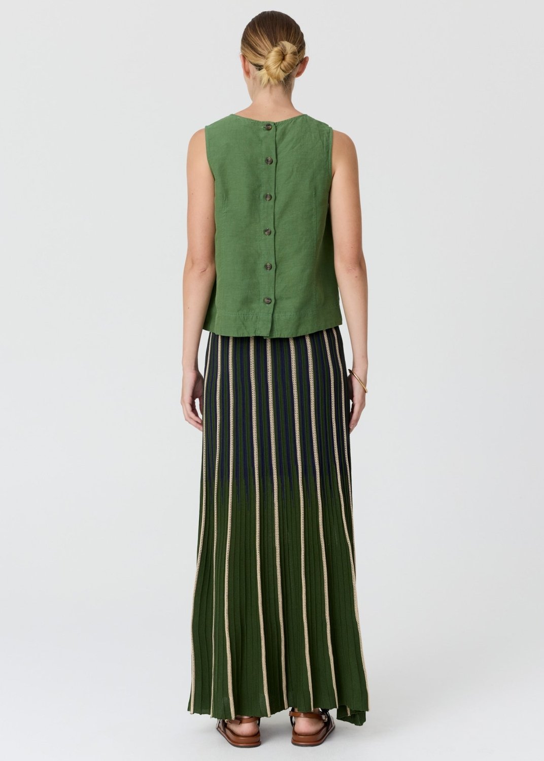 Frankie Button Tank - fern tank top POL
