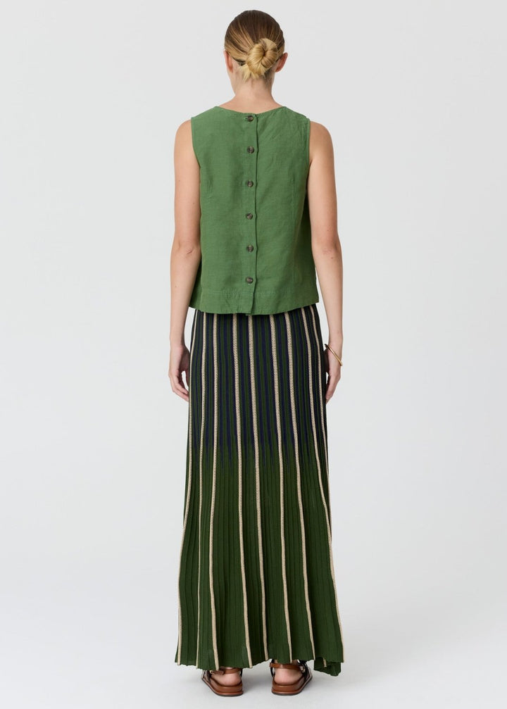 Frankie Button Tank - fern tank top POL