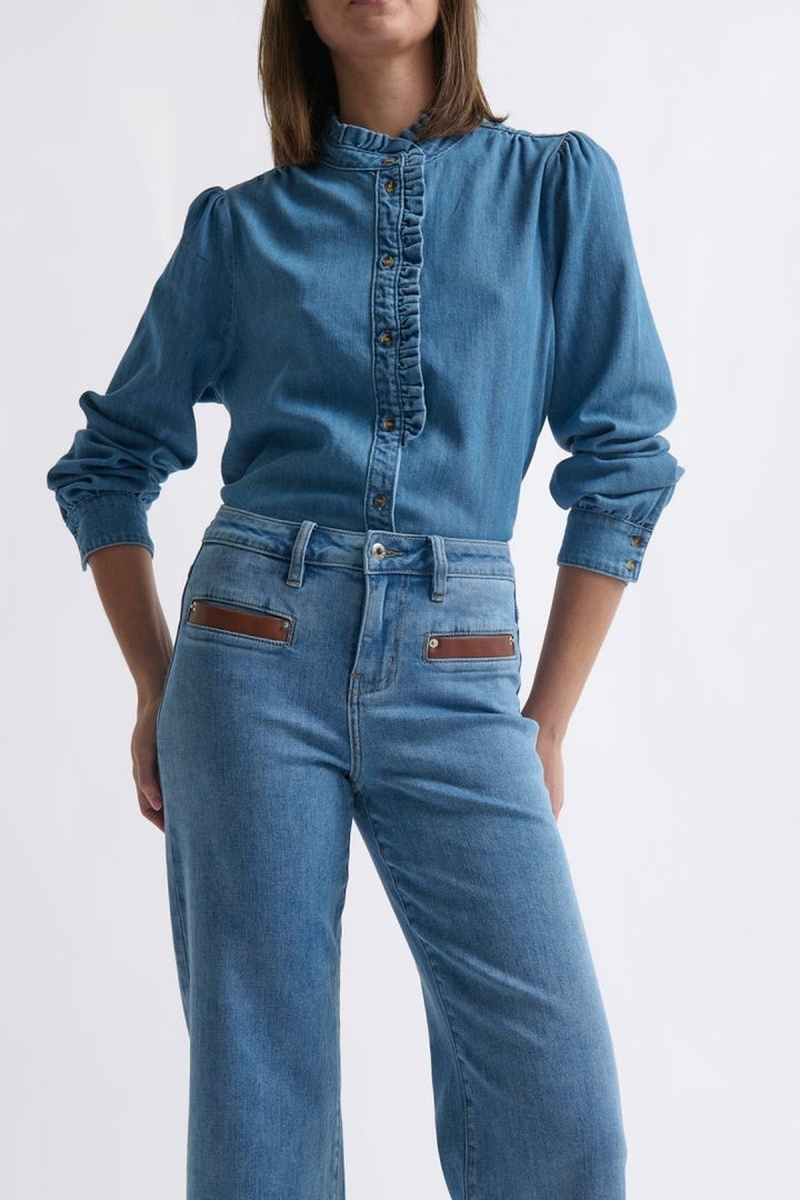 Freya Jean - Leather Pocket 70s Blue jeans Kireina
