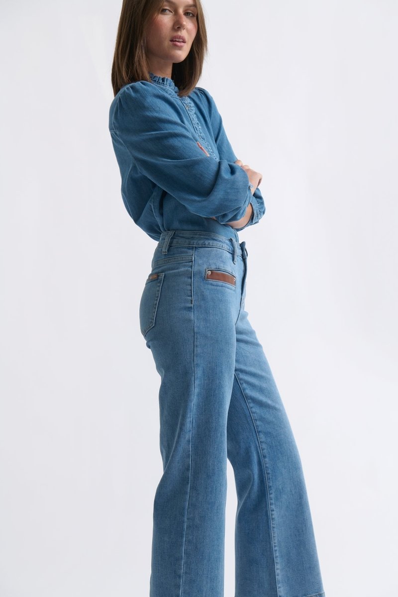 Freya Jean - Leather Pocket 70s Blue jeans Kireina