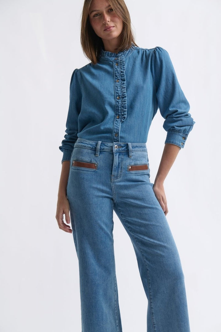 Freya Jean - Leather Pocket 70s Blue jeans Kireina
