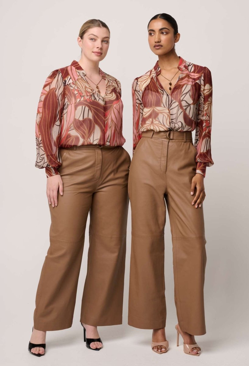 Freya Sheer Viscose Blouse with Embellished Neck Detail in Cathedral Botanic Blouse Once Was